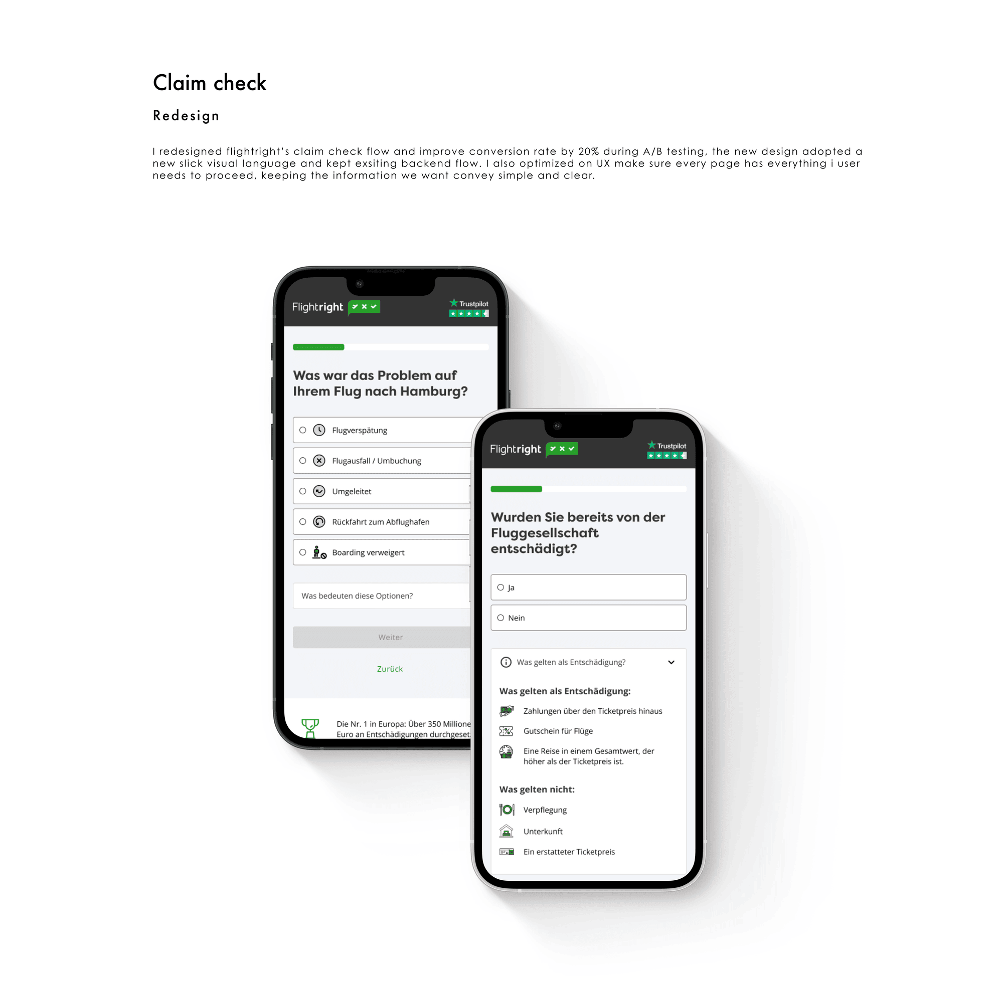 Flightright design — detail