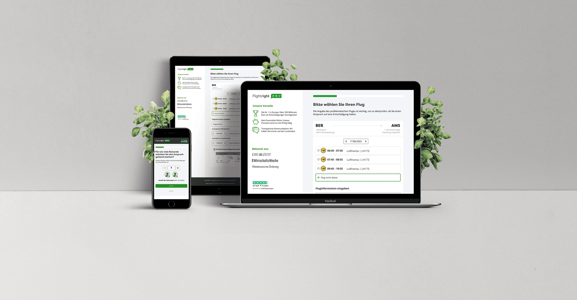 Flightright design — detail